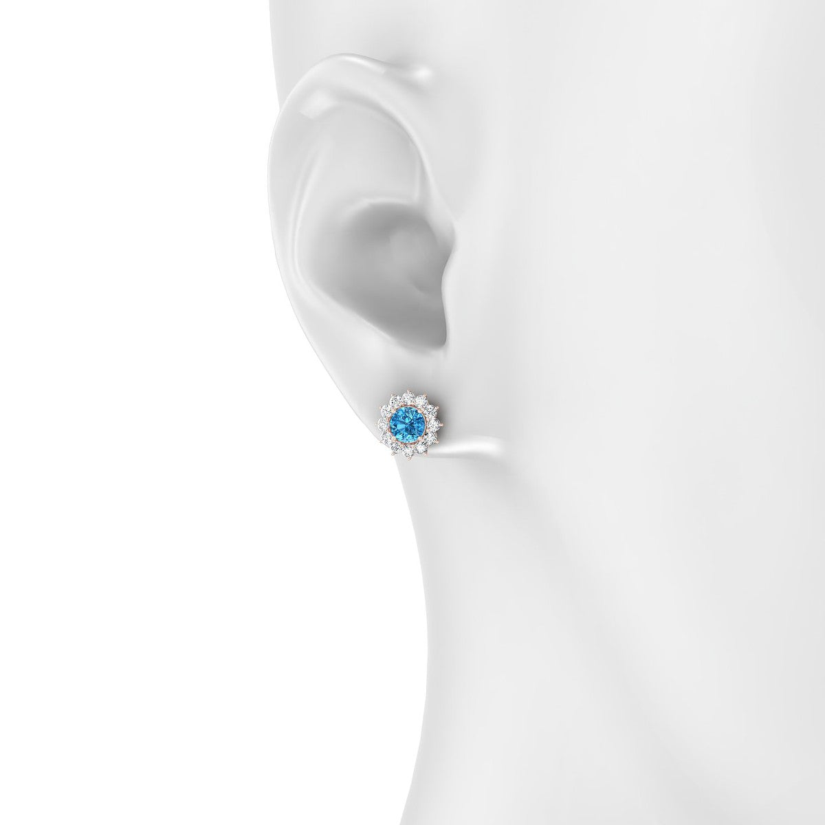 Blossom | 18k Rose Gold 4.5 mm Round Topaz Earrings
