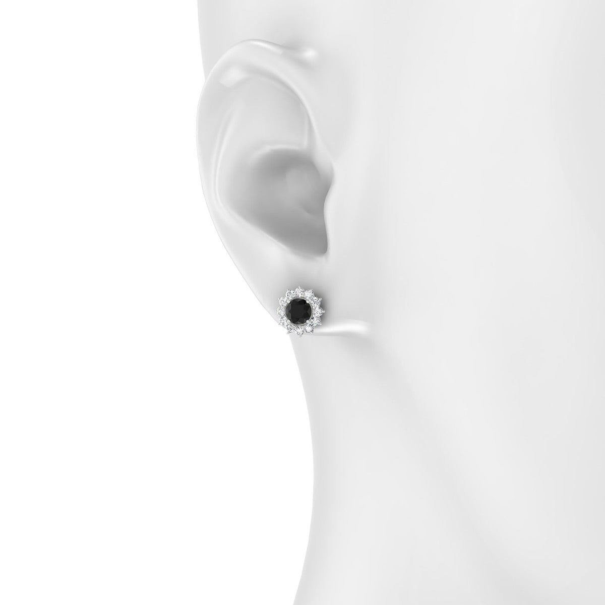 Blossom | 18k White Gold 4.5 mm Round Black Diamond Earrings