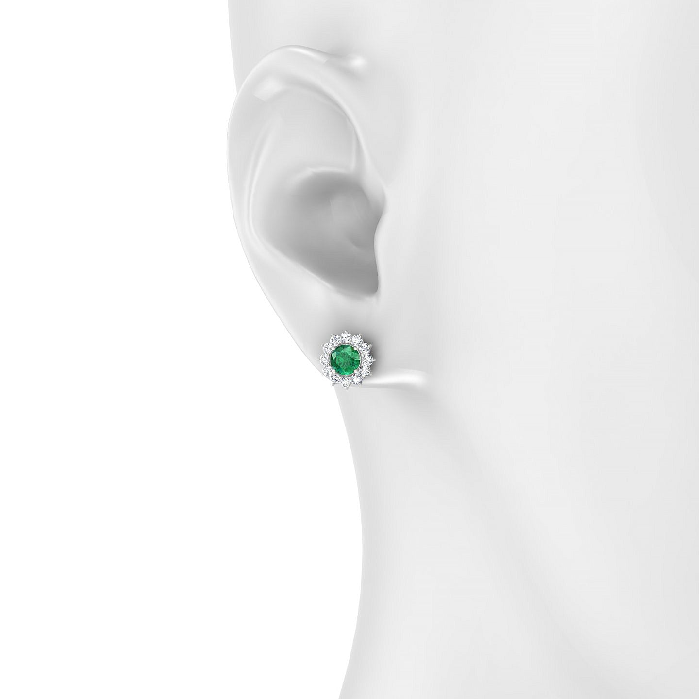 Blossom | 18k White Gold 4.5 mm Round Emerald Earrings