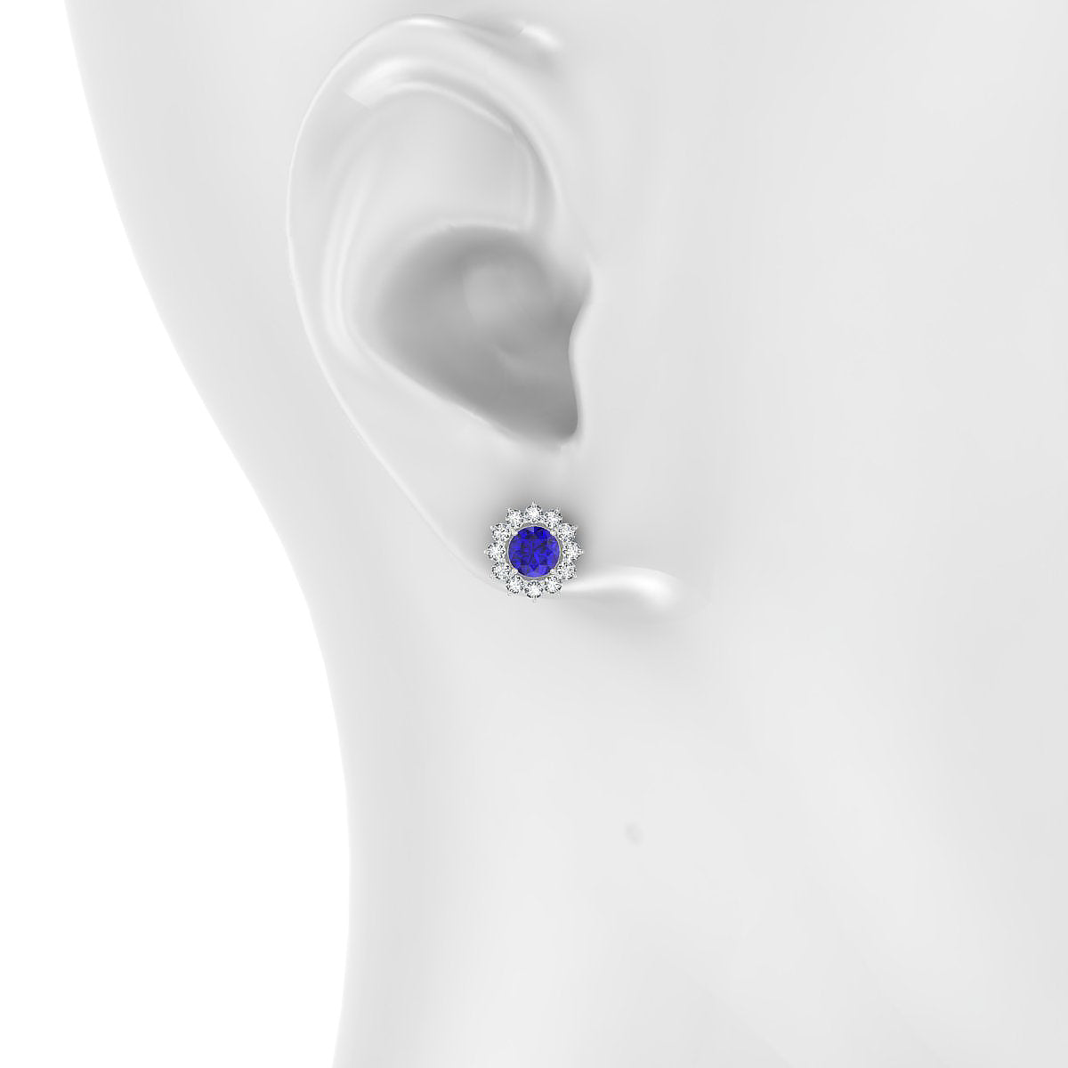 Blossom | 18k White Gold 4.5 mm Round Tanzanite Earrings