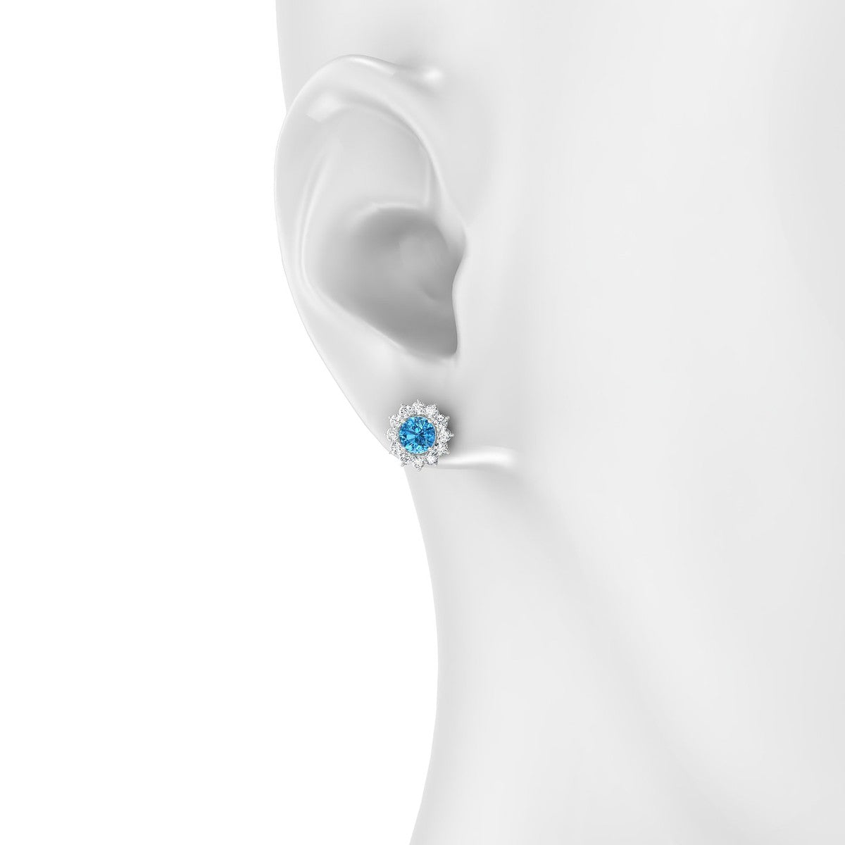 Blossom | 18k White Gold 4.5 mm Round Topaz Earrings