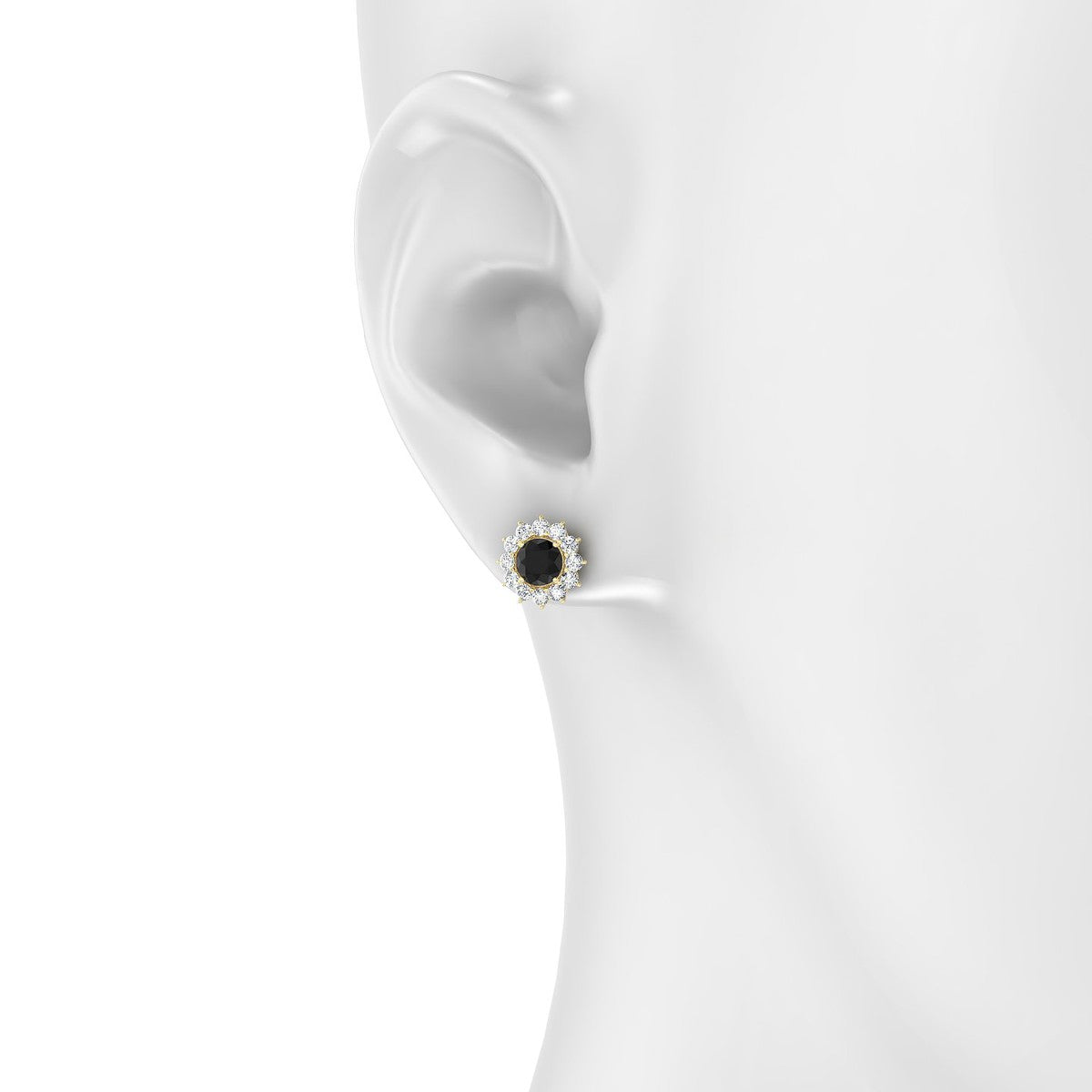 Blossom | 18k Yellow Gold 4.5 mm Round Black Diamond Earrings