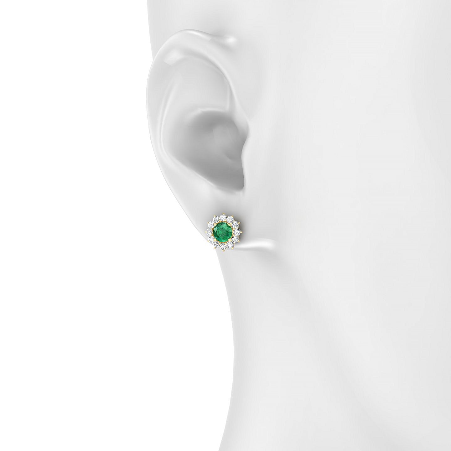Blossom | 18k Yellow Gold 4.5 mm Round Emerald Earrings