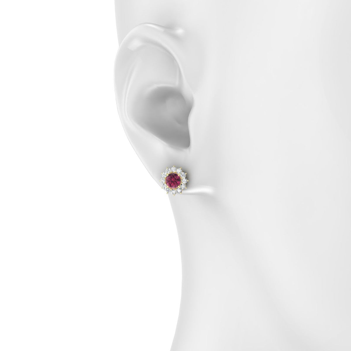 Blossom | 18k Yellow Gold 4.5 mm Round Rhodolite Earrings