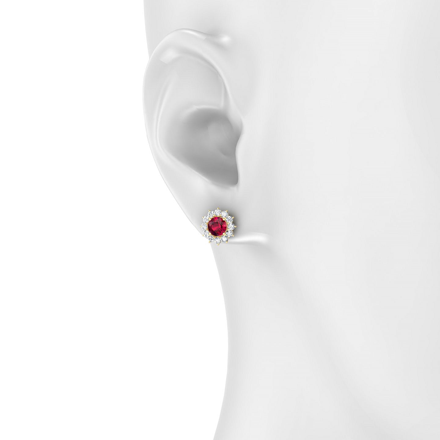 Blossom | 18k Yellow Gold 4.5 mm Round Ruby Earrings