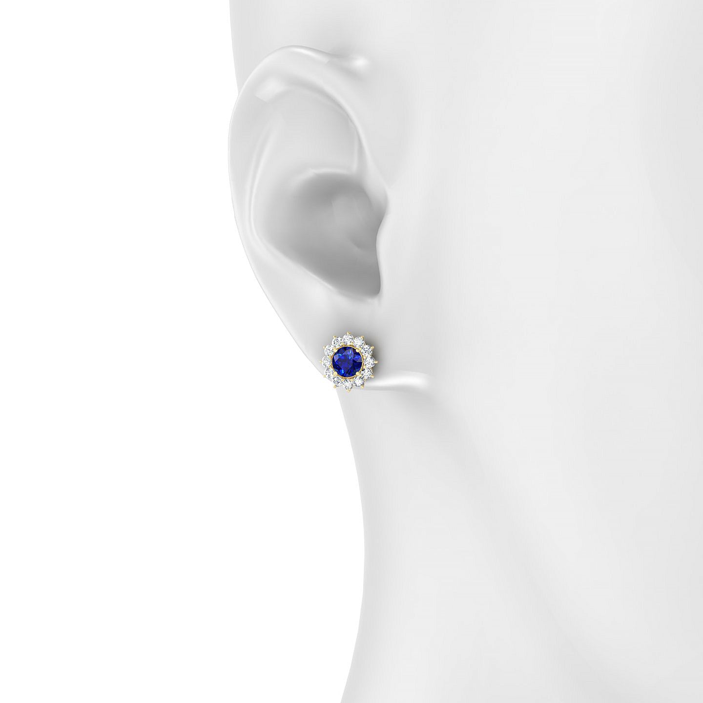 Blossom | 18k Yellow Gold 4.5 mm Round Sapphire Earrings