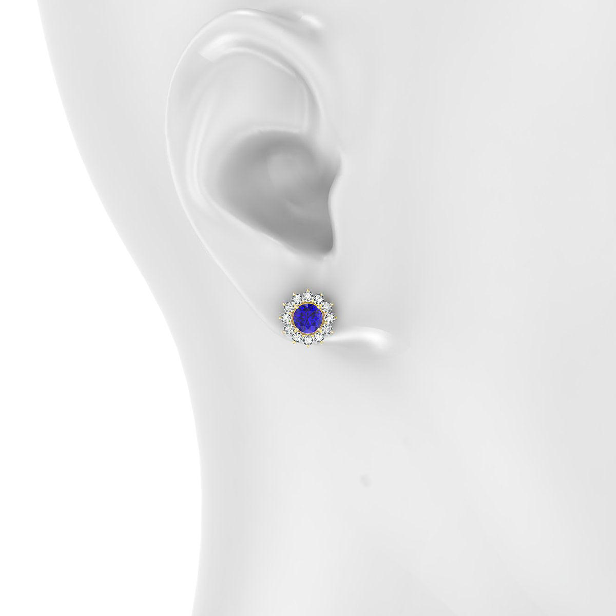 Blossom | 18k Yellow Gold 4.5 mm Round Tanzanite Earrings