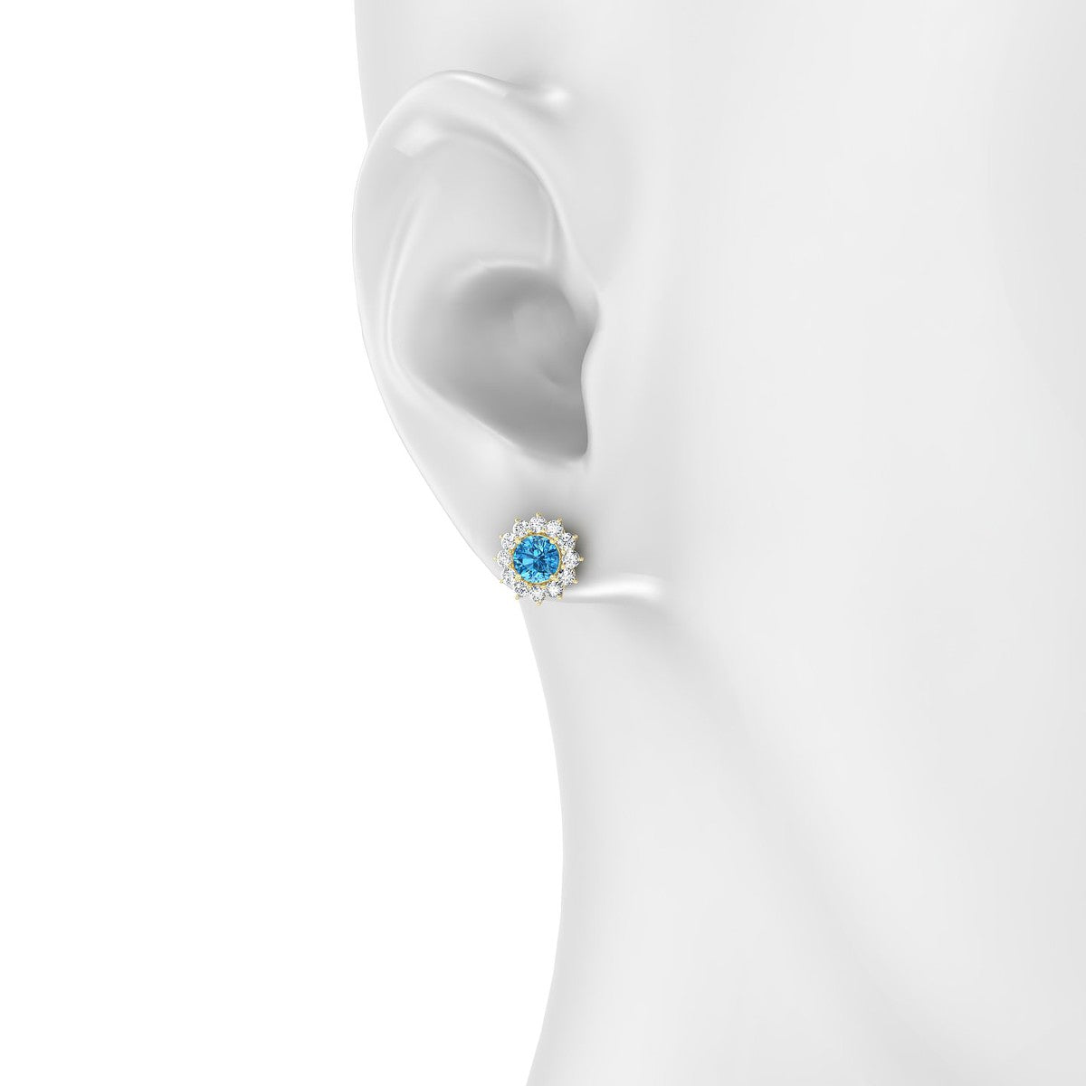 Blossom | 18k Yellow Gold 4.5 mm Round Topaz Earrings