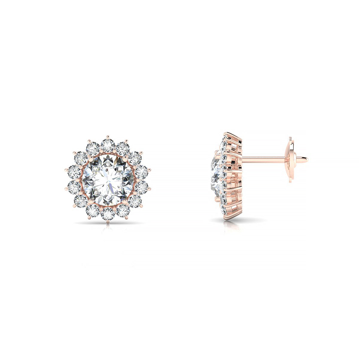Blossom | 18k Rose Gold 5.7 mm Round Diamond Earrings