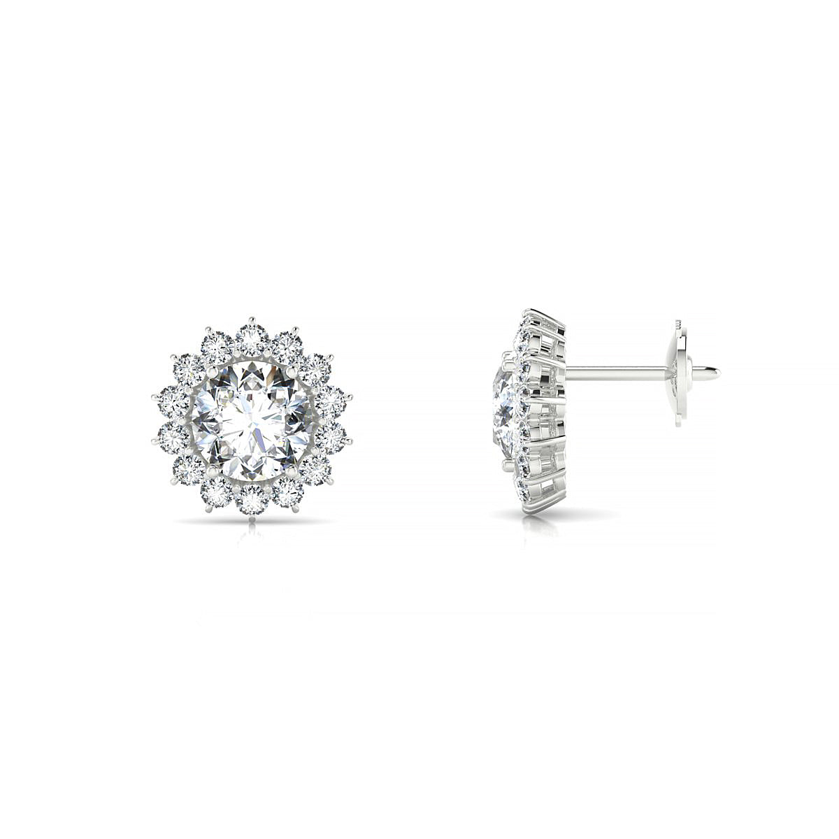 Blossom | 18k White Gold 5.7 mm Round Diamond Earrings