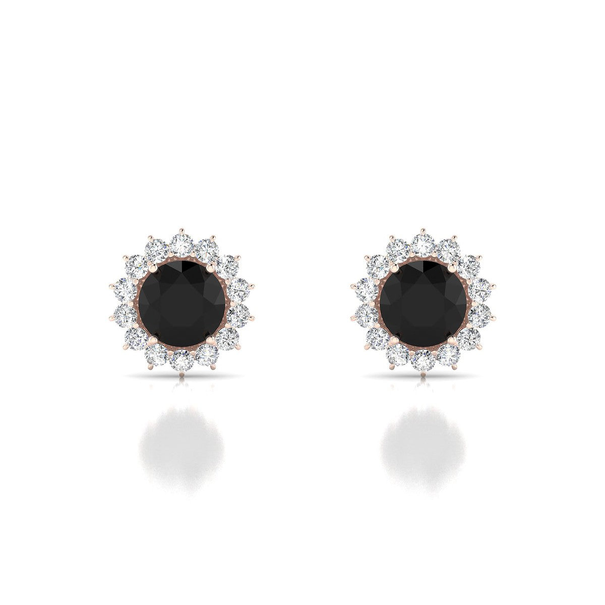 Blossom | 18k Rose Gold 6 mm Round Black Diamond Earrings