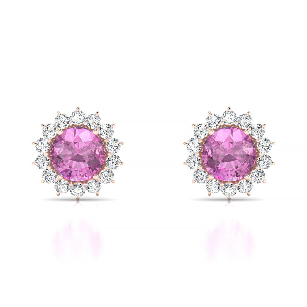 Blossom | 18k Rose Gold 6 mm Round Pink Sapphire Earrings
