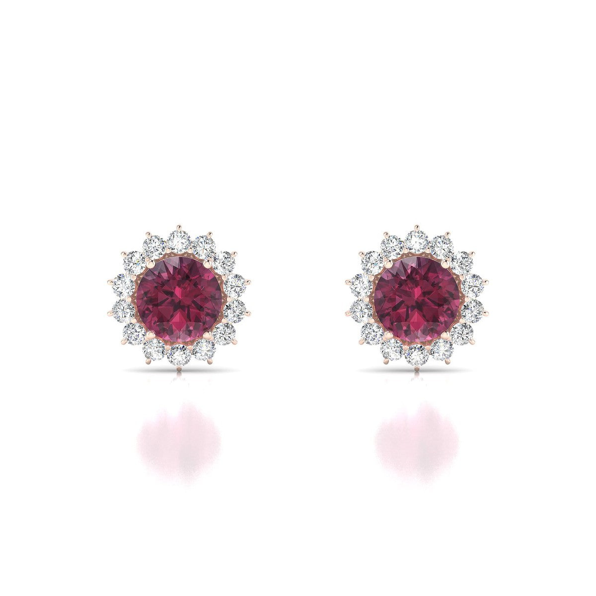 Blossom | 18k Rose Gold 6 mm Round Rhodolite Earrings