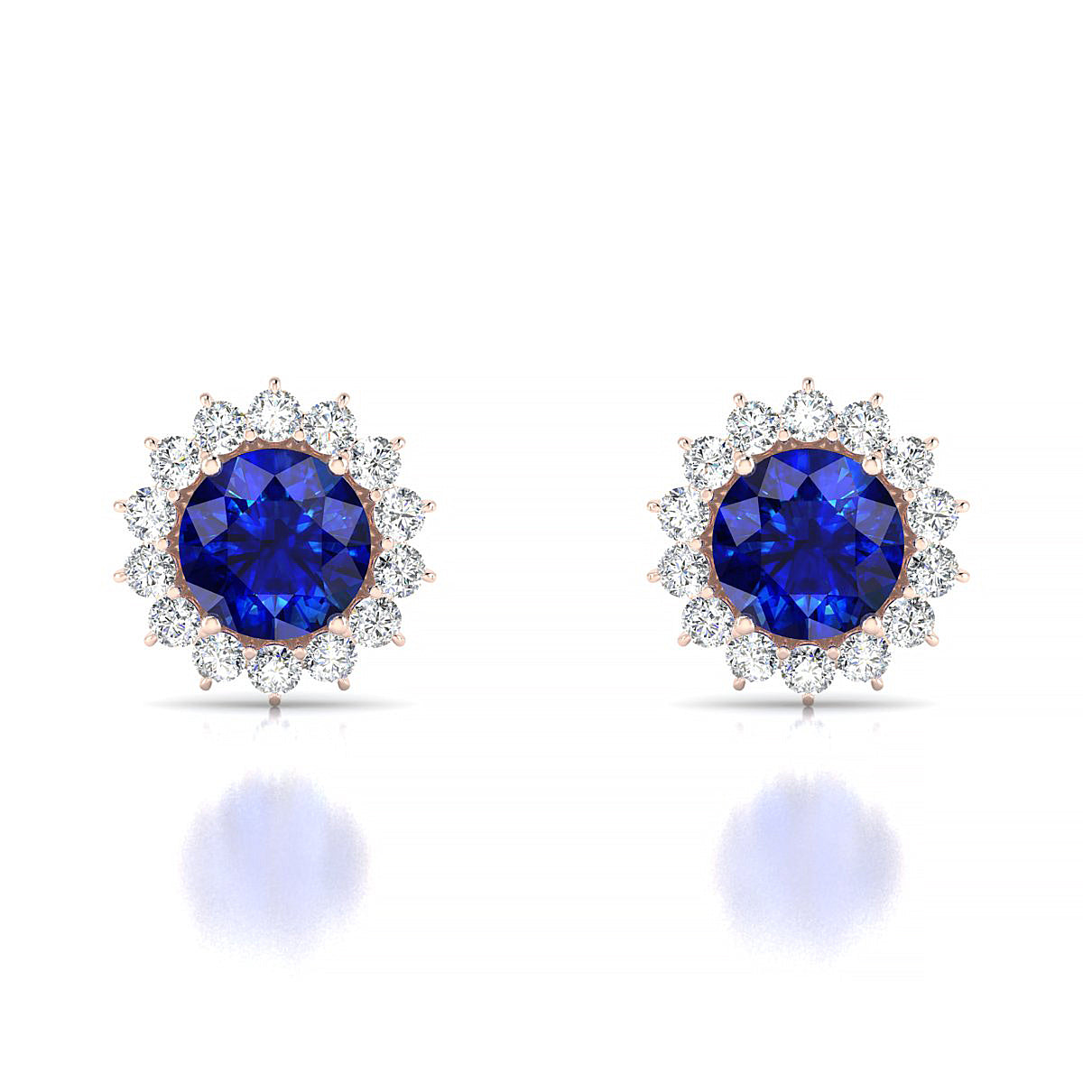 Blossom | 18k Rose Gold 6 mm Round Sapphire Earrings
