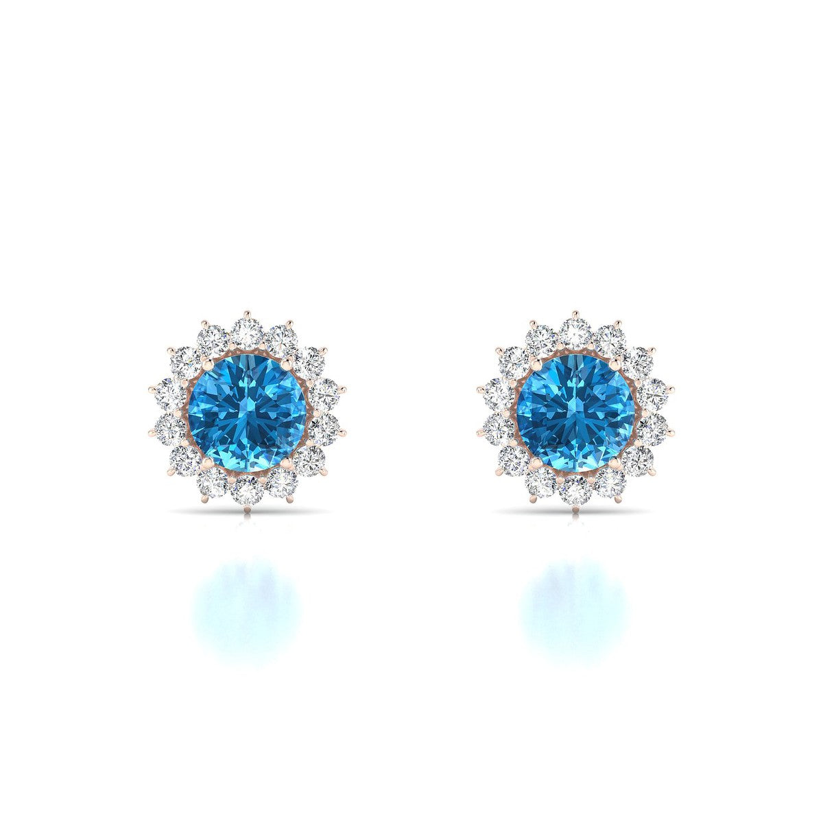 Blossom | 18k Rose Gold 6 mm Round Topaz Earrings