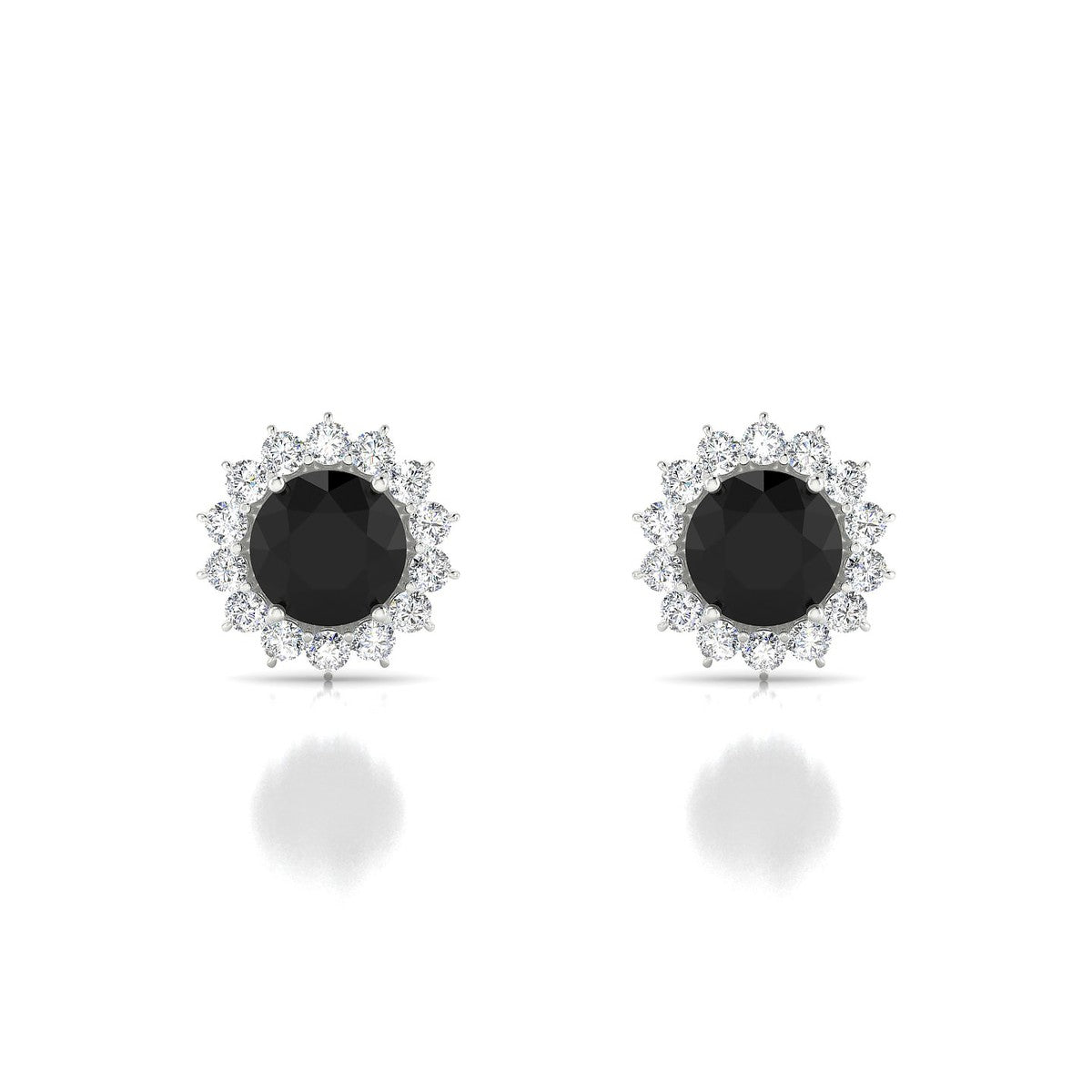 Blossom | 18k White Gold 6 mm Round Black Diamond Earrings
