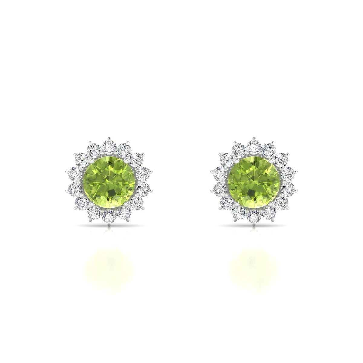 Blossom | 18k White Gold 6 mm Round Peridot Earrings