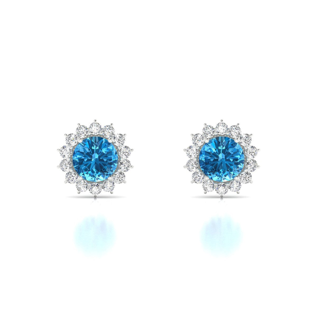 Blossom | 18k White Gold 6 mm Round Topaz Earrings