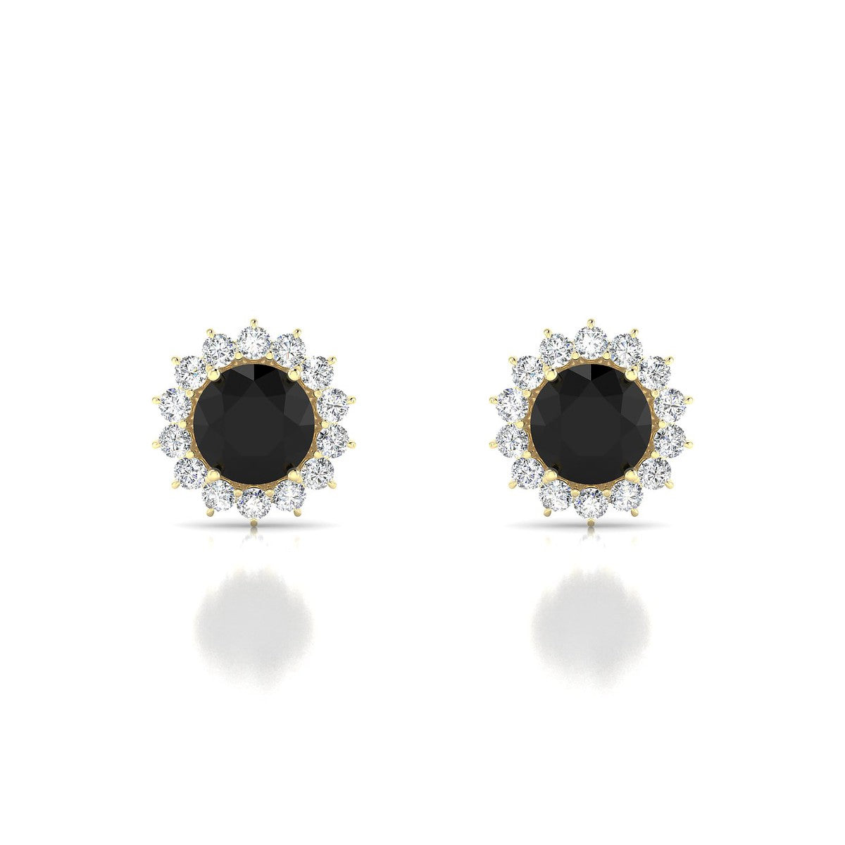 Blossom | 18k Yellow Gold 6 mm Round Black Diamond Earrings