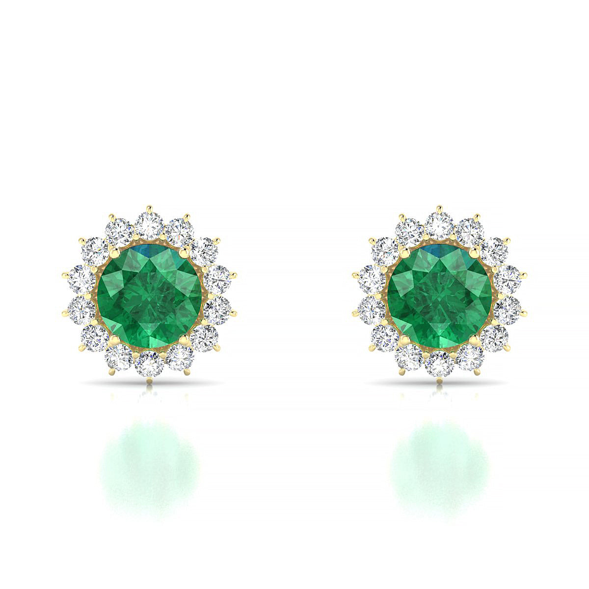 Blossom | 18k Yellow Gold 6 mm Round Emerald Earrings