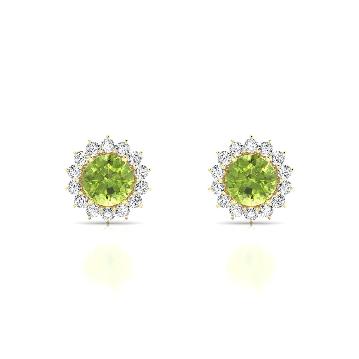 Blossom | 18k Yellow Gold 6 mm Round Peridot Earrings