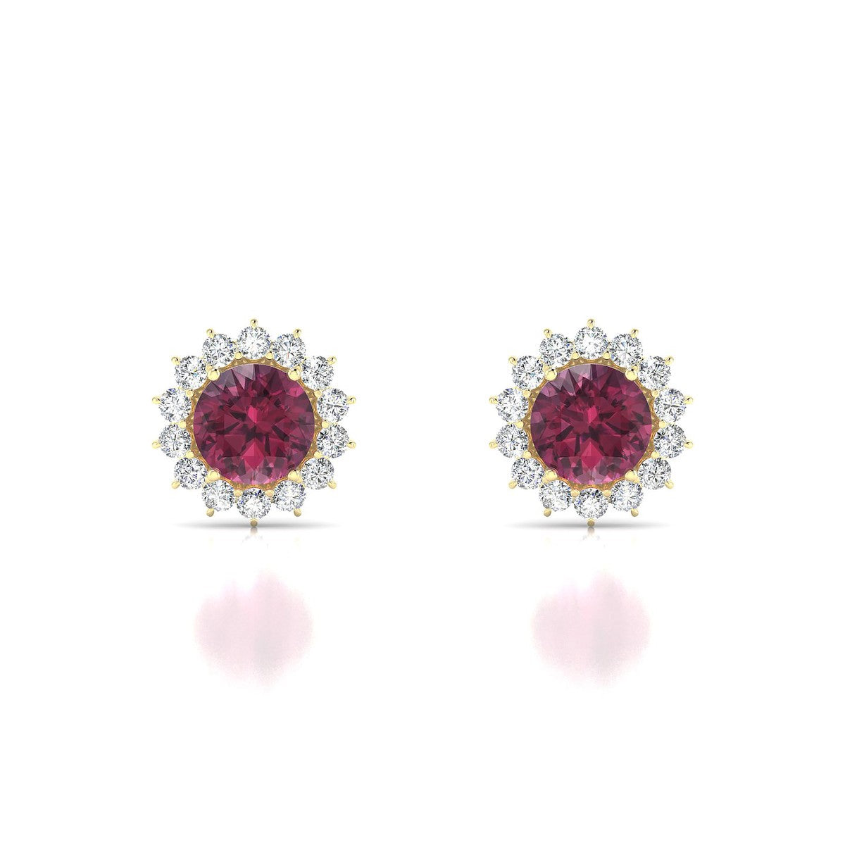 Blossom | 18k Yellow Gold 6 mm Round Rhodolite Earrings