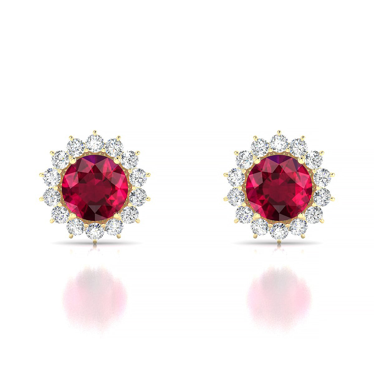 Blossom | 18k Yellow Gold 6 mm Round Ruby Earrings
