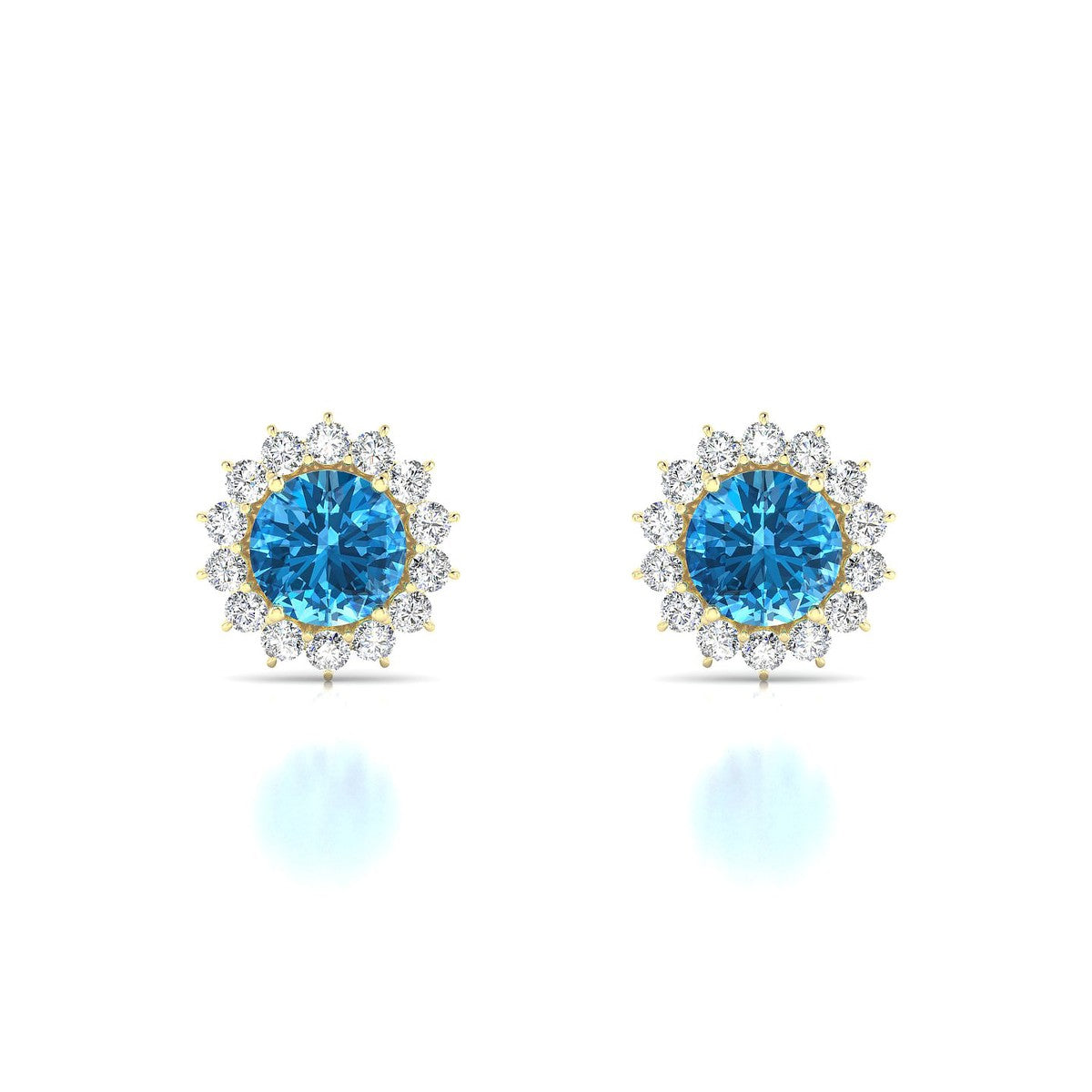 Blossom | 18k Yellow Gold 6 mm Round Topaz Earrings