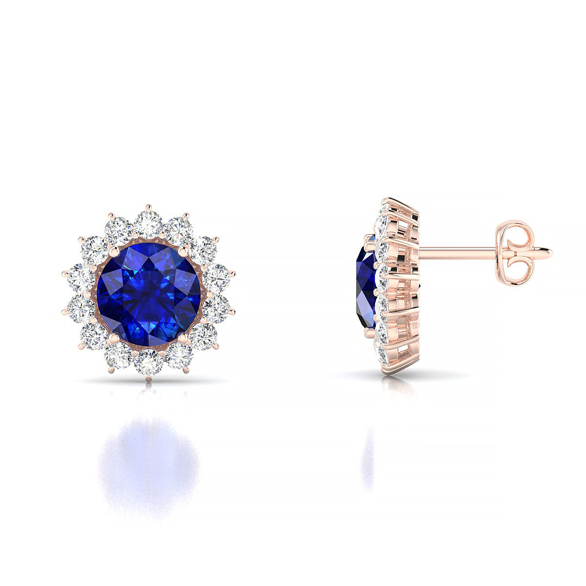Blossom | 18k Rose Gold 6 mm Round Sapphire Earrings