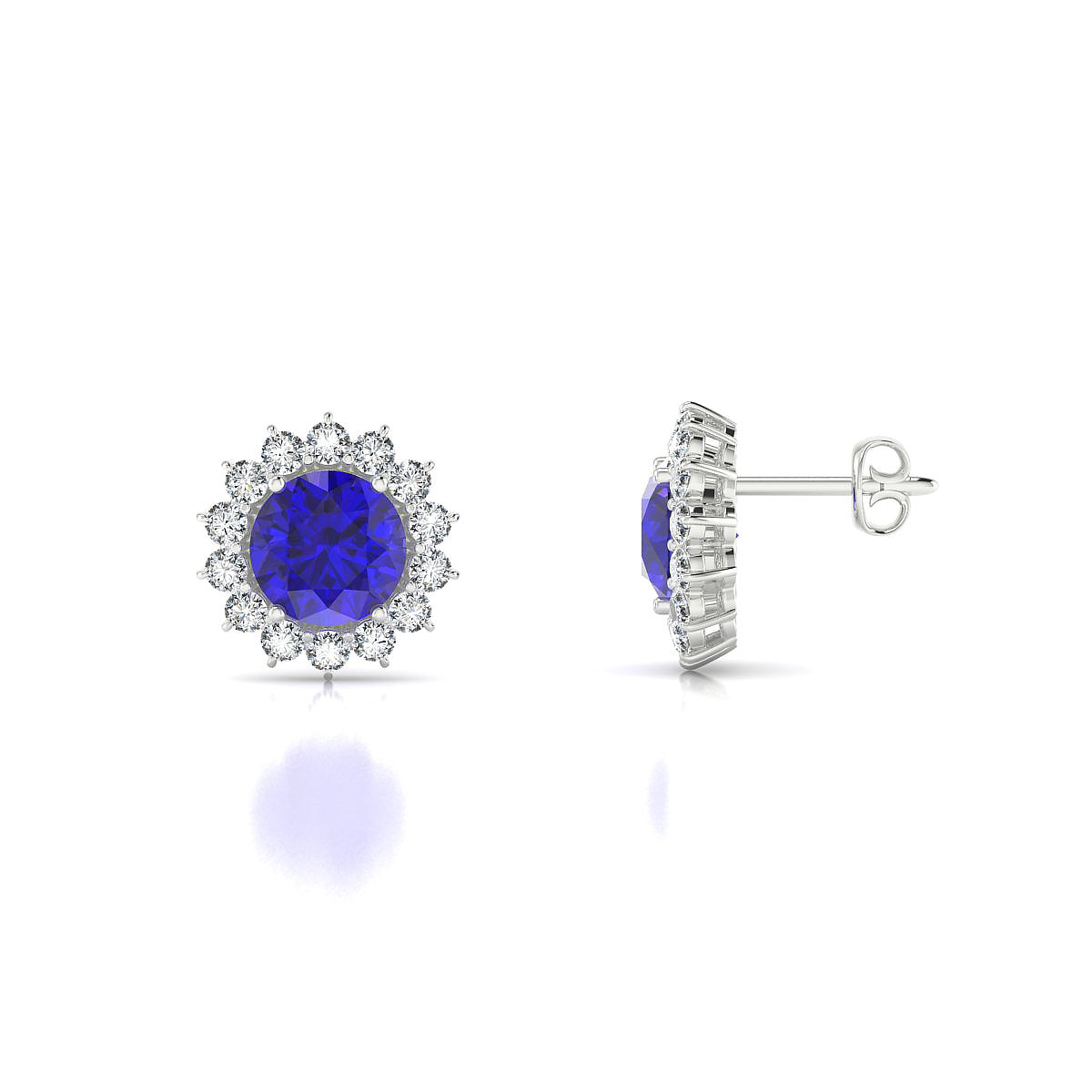 Blossom | 18k White Gold 6 mm Round Tanzanite Earrings