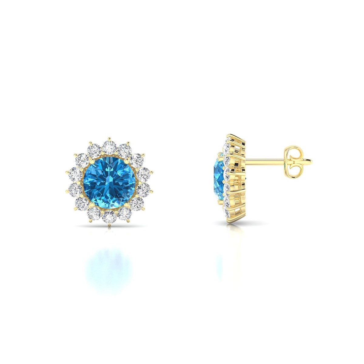 Blossom | 18k Yellow Gold 6 mm Round Topaz Earrings