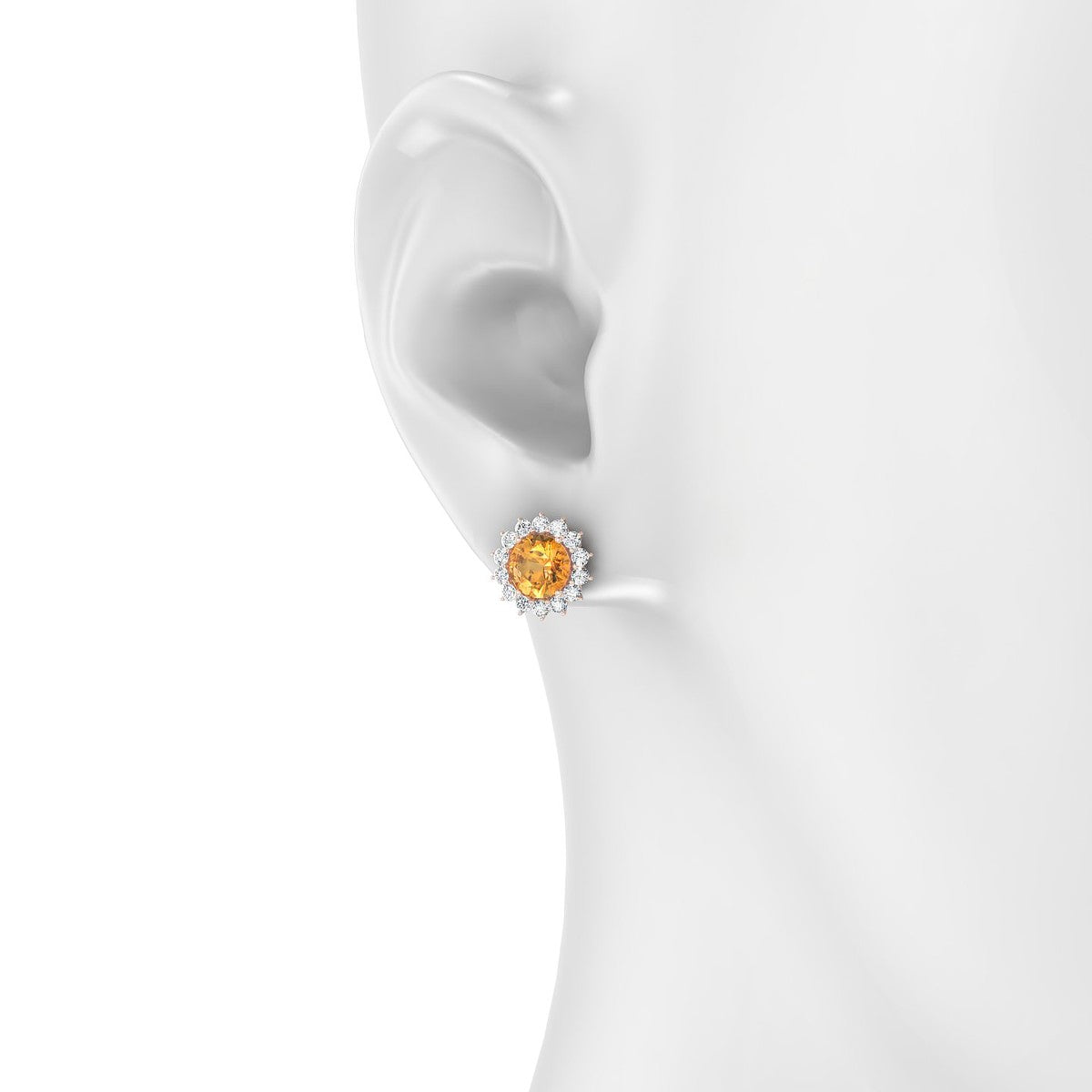 Blossom | 18k Rose Gold 6 mm Round Citrine Earrings