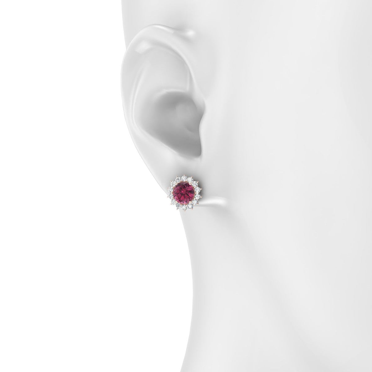 Blossom | 18k Rose Gold 6 mm Round Rhodolite Earrings