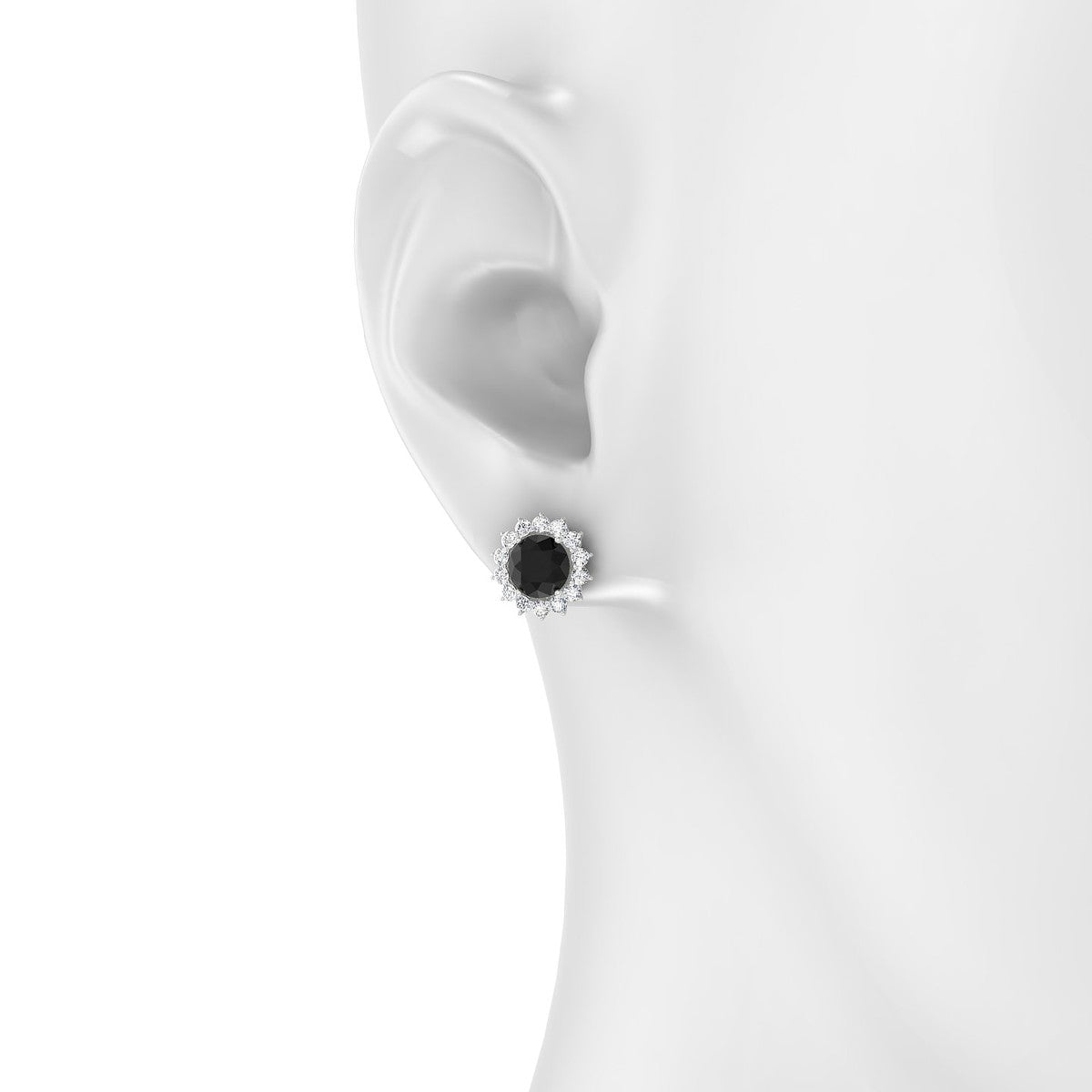 Blossom | 18k White Gold 6 mm Round Black Diamond Earrings