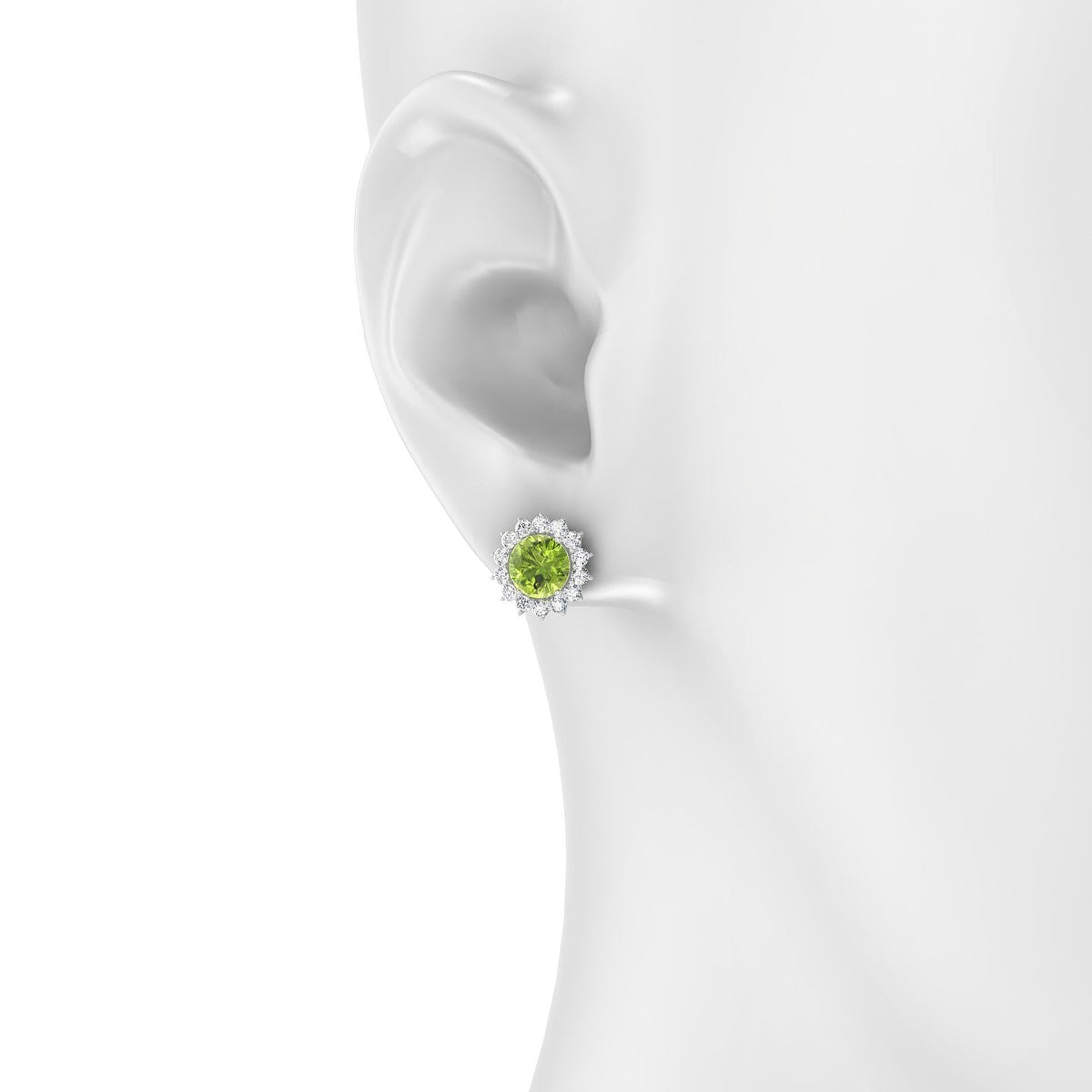 Blossom | 18k White Gold 6 mm Round Peridot Earrings