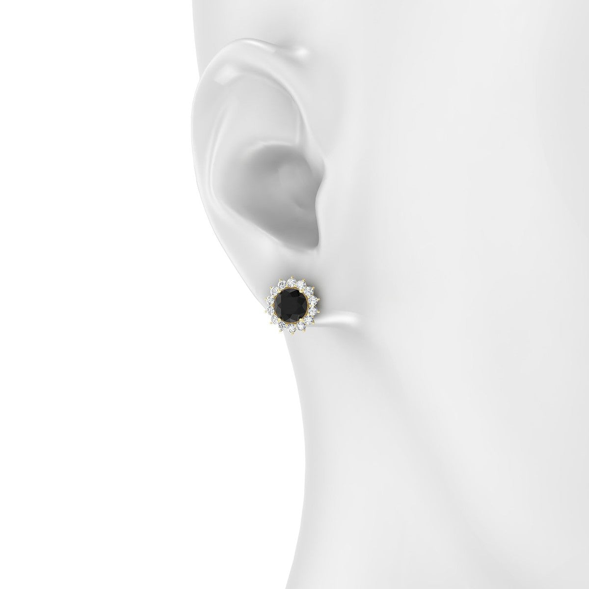Blossom | 18k Yellow Gold 6 mm Round Black Diamond Earrings