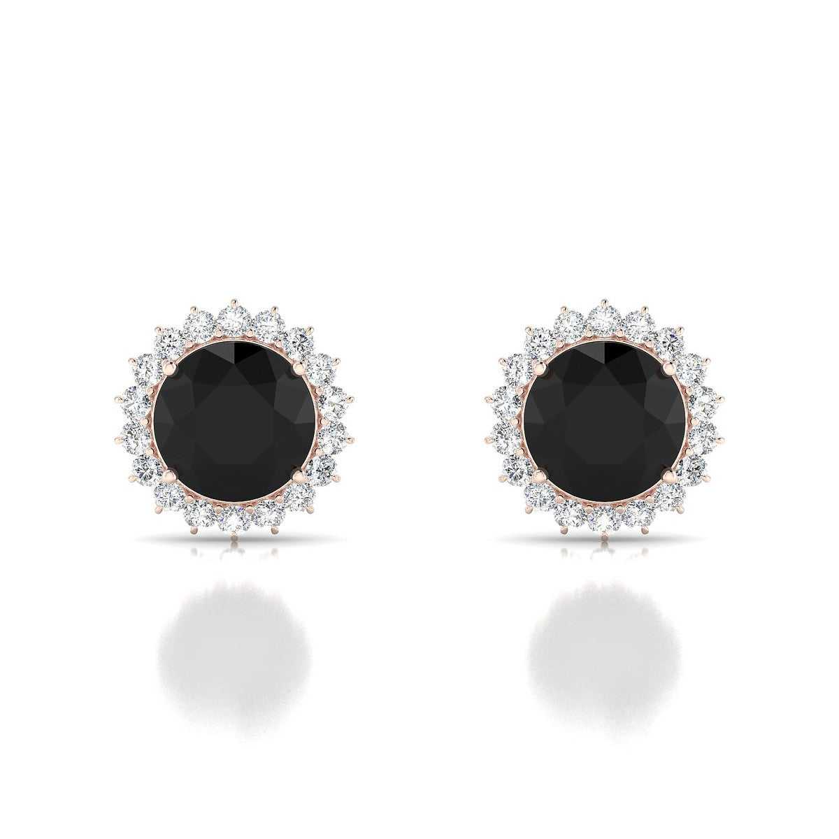 Blossom | 18k Rose Gold 8 mm Round Black Diamond Earrings