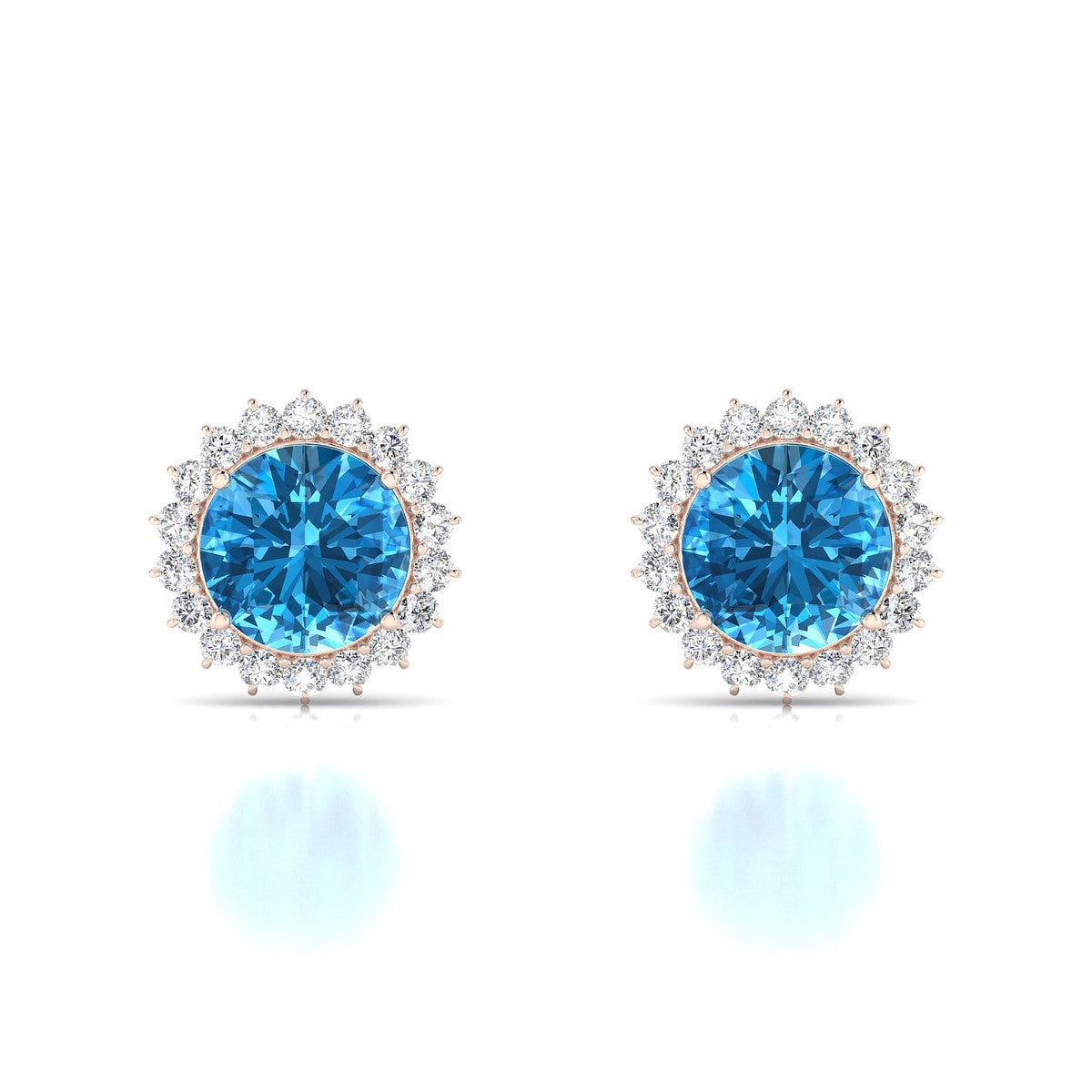 Blossom | 18k Rose Gold 8 mm Round Topaz Earrings