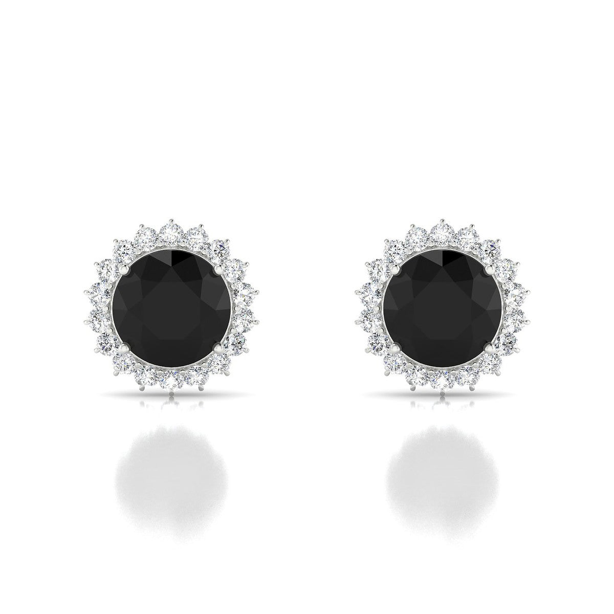 Blossom | 18k White Gold 8 mm Round Black Diamond Earrings