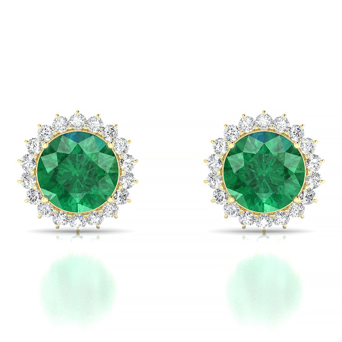 Blossom | 18k Yellow Gold 8 mm Round Emerald Earrings