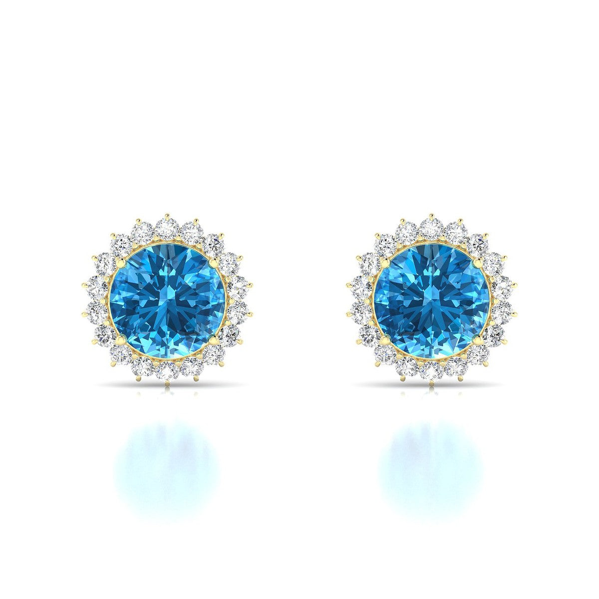 Blossom | 18k Yellow Gold 8 mm Round Topaz Earrings