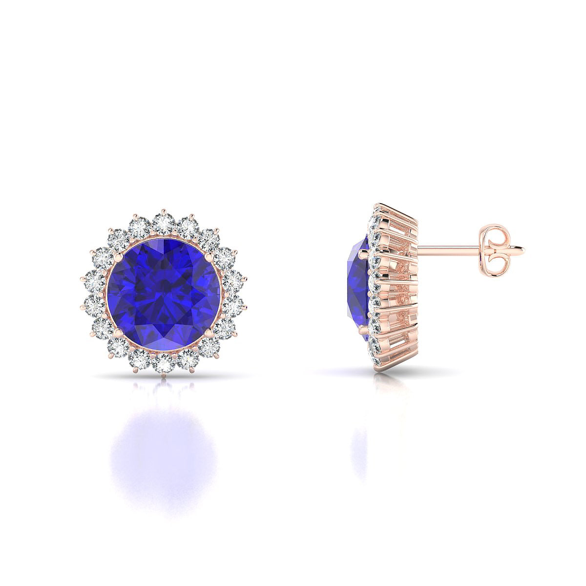 Blossom | 18k Rose Gold 8 mm Round Tanzanite Earrings