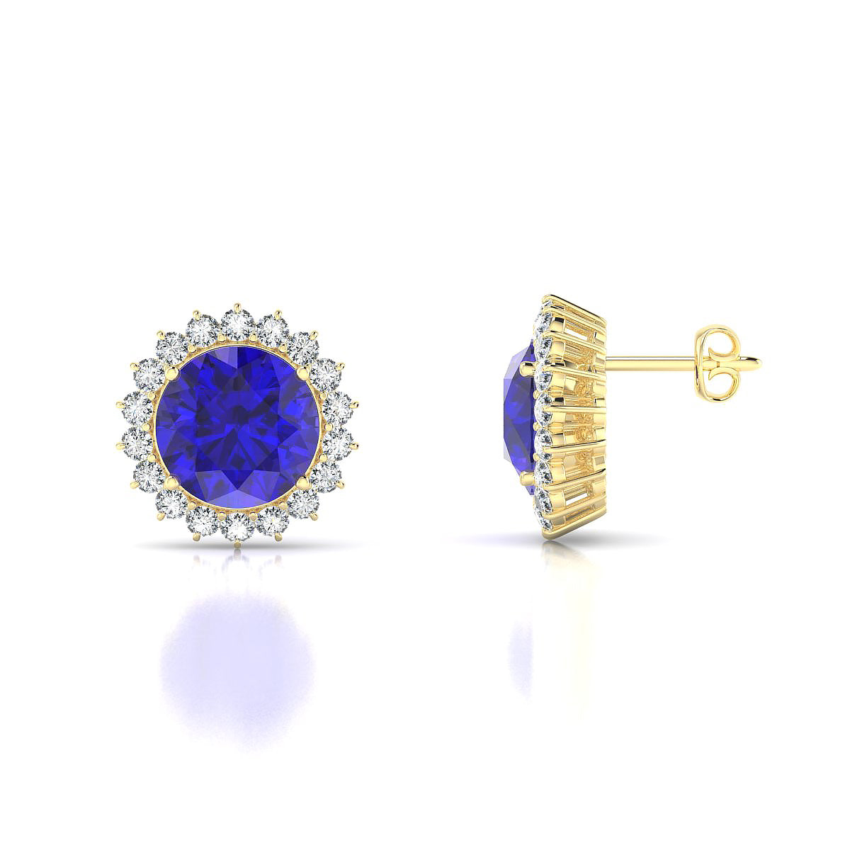 Blossom | 18k Yellow Gold 8 mm Round Tanzanite Earrings