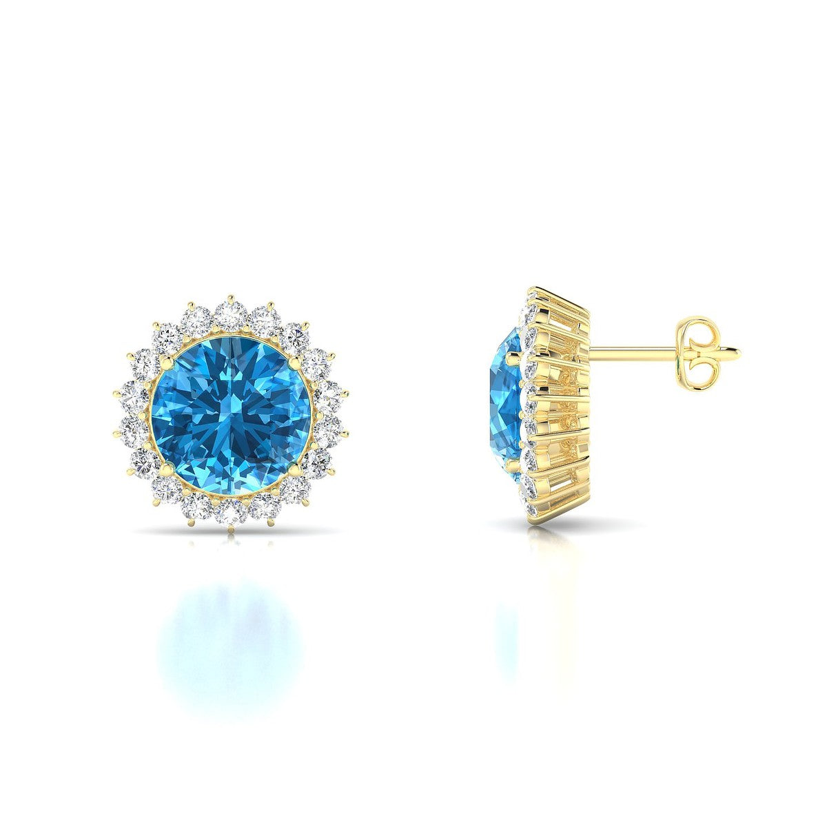 Blossom | 18k Yellow Gold 8 mm Round Topaz Earrings