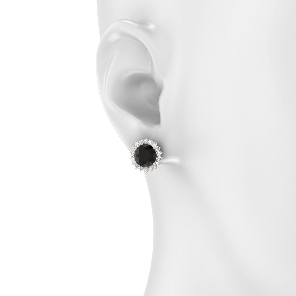 Blossom | 18k Rose Gold 8 mm Round Black Diamond Earrings