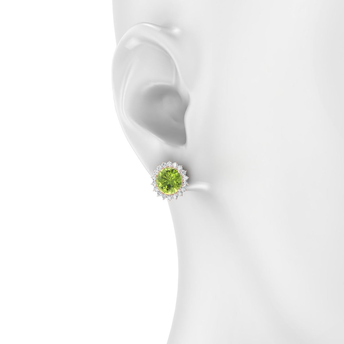 Blossom | 18k Rose Gold 8 mm Round Peridot Earrings