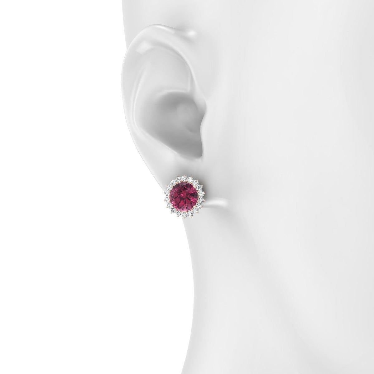 Blossom | 18k Rose Gold 8 mm Round Rhodolite Earrings
