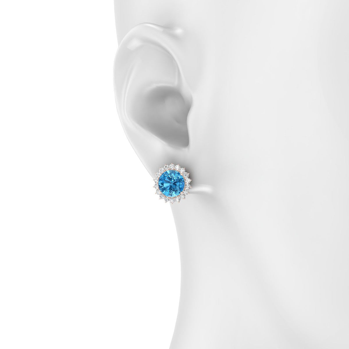 Blossom | 18k Rose Gold 8 mm Round Topaz Earrings