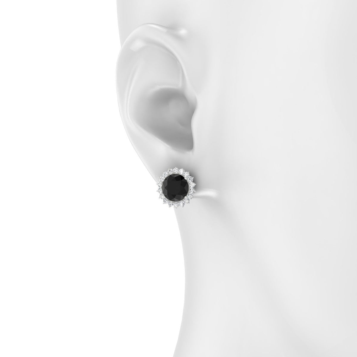 Blossom | 18k White Gold 8 mm Round Black Diamond Earrings
