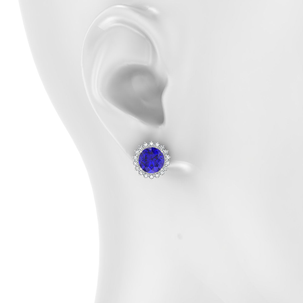 Blossom | 18k White Gold 8 mm Round Tanzanite Earrings
